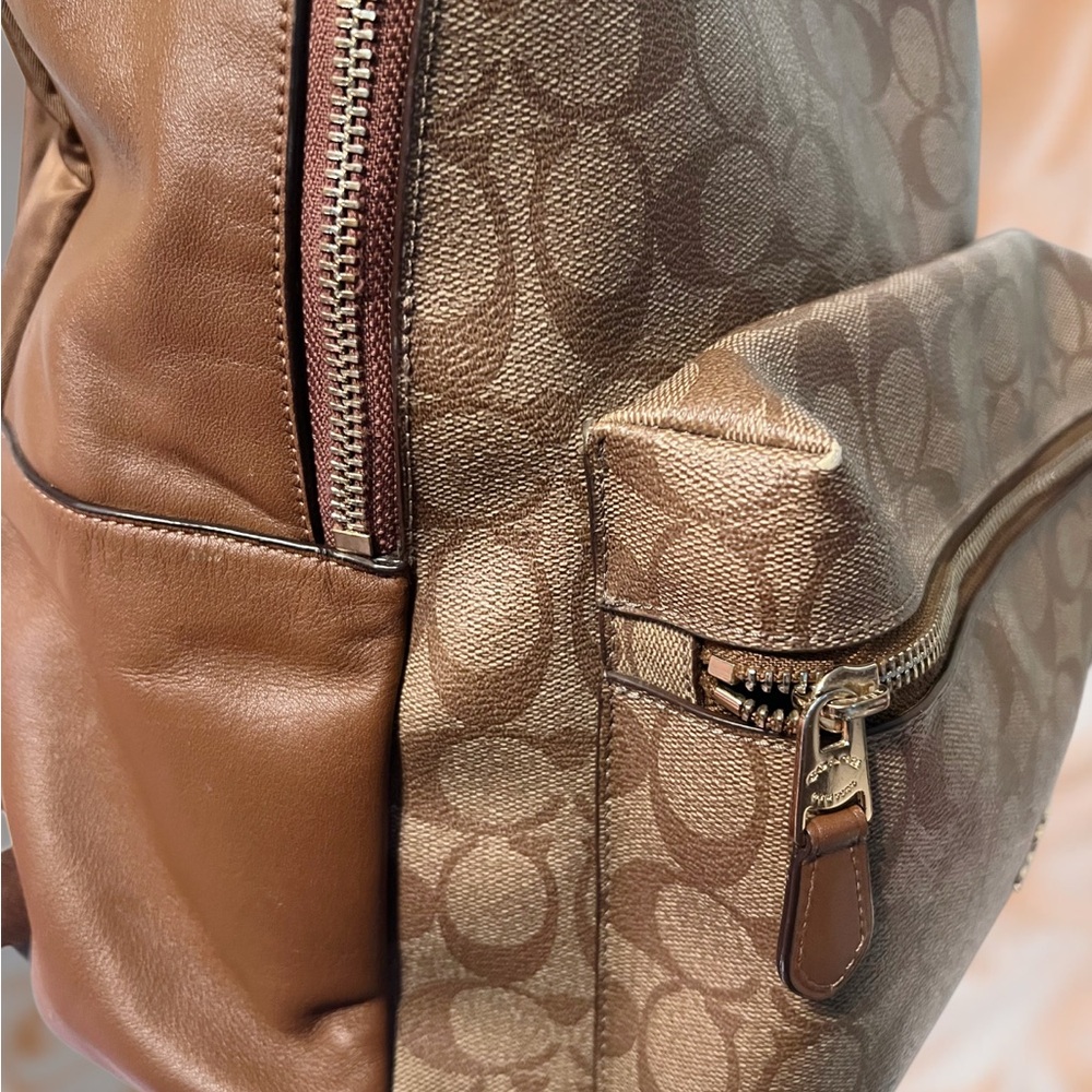 Coach Charlie Brown and Tan Signature Medium Backpack - Picture 6 of 7